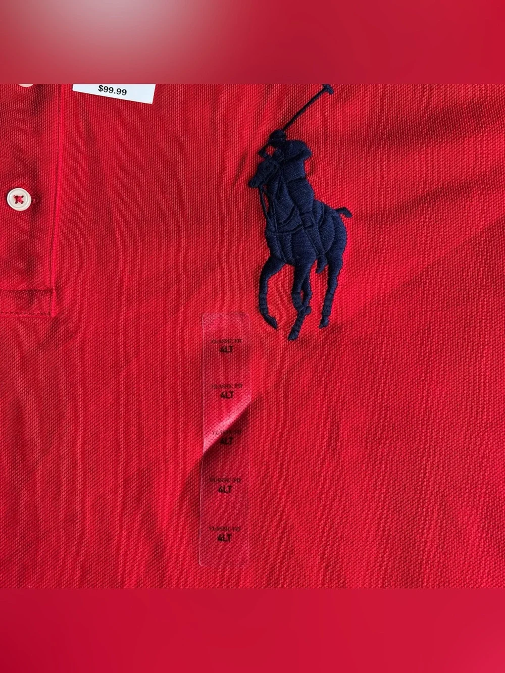 NWT Polo Ralph Lauren Shirt Mens 4XL TALL Red/Blue Side Panel Signature Big Pony